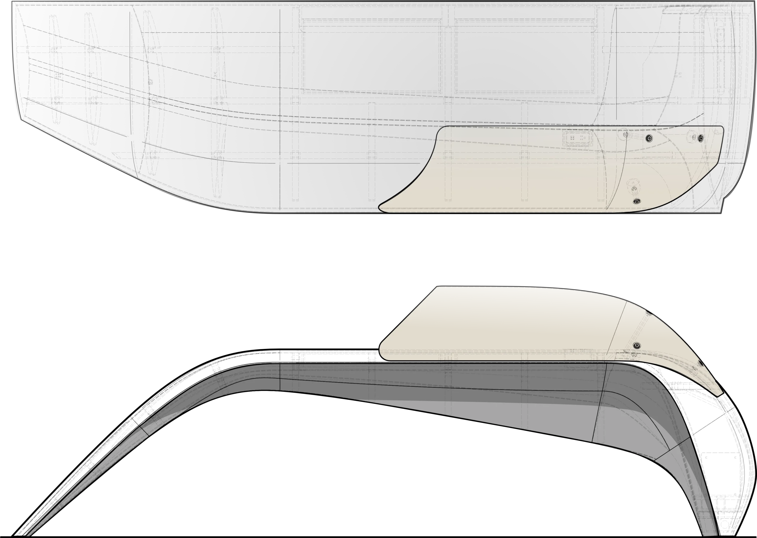 2D Drawing of a carbon Fiber Reception Desk