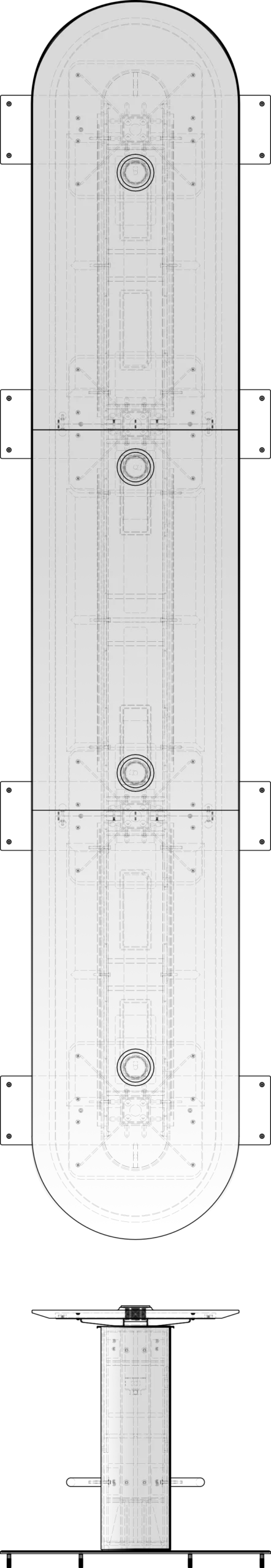 2D Drawing of a corian coffee bar. The plan and front elevation are shown