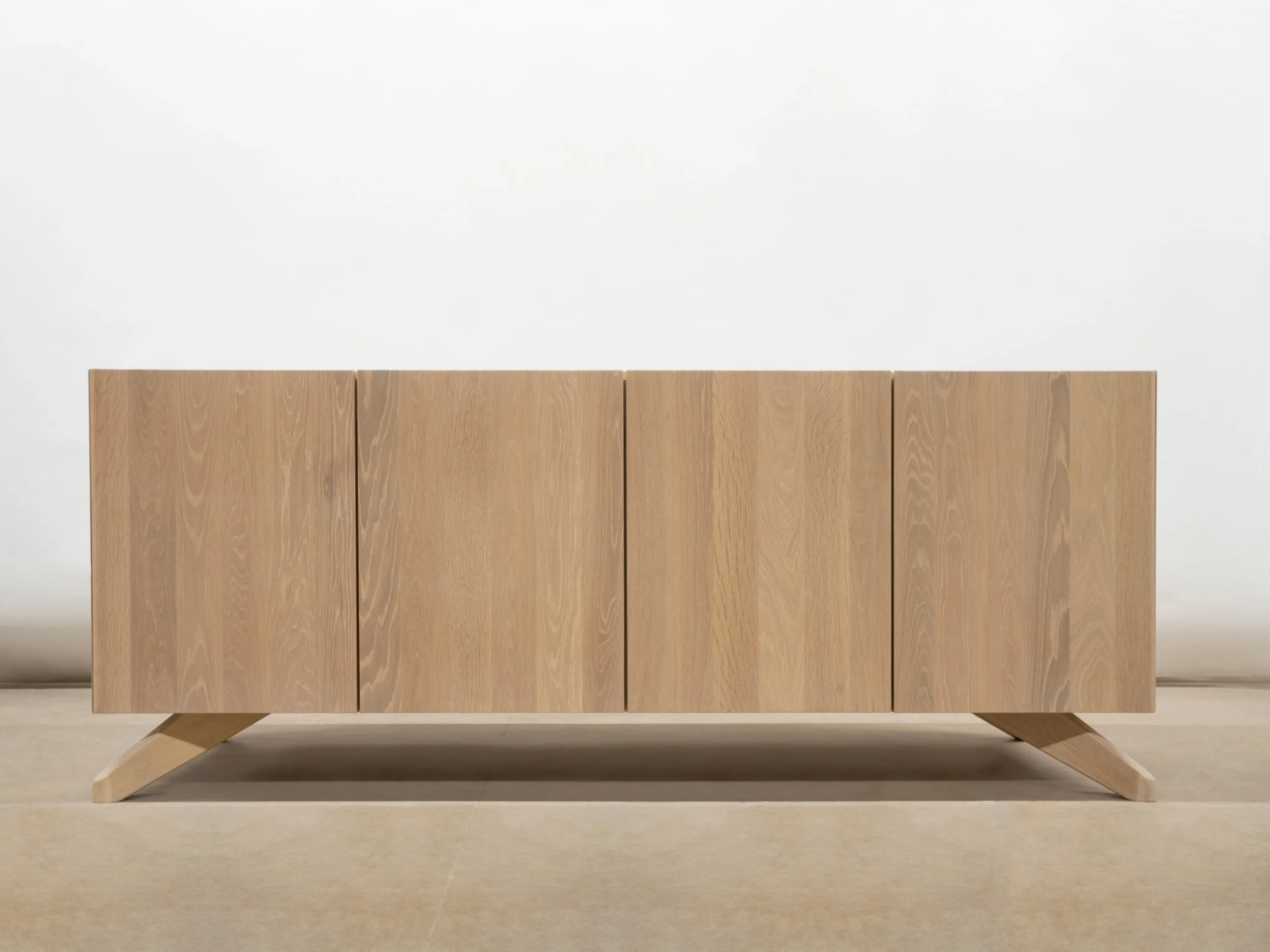 Front elevation of a solid wood credenza